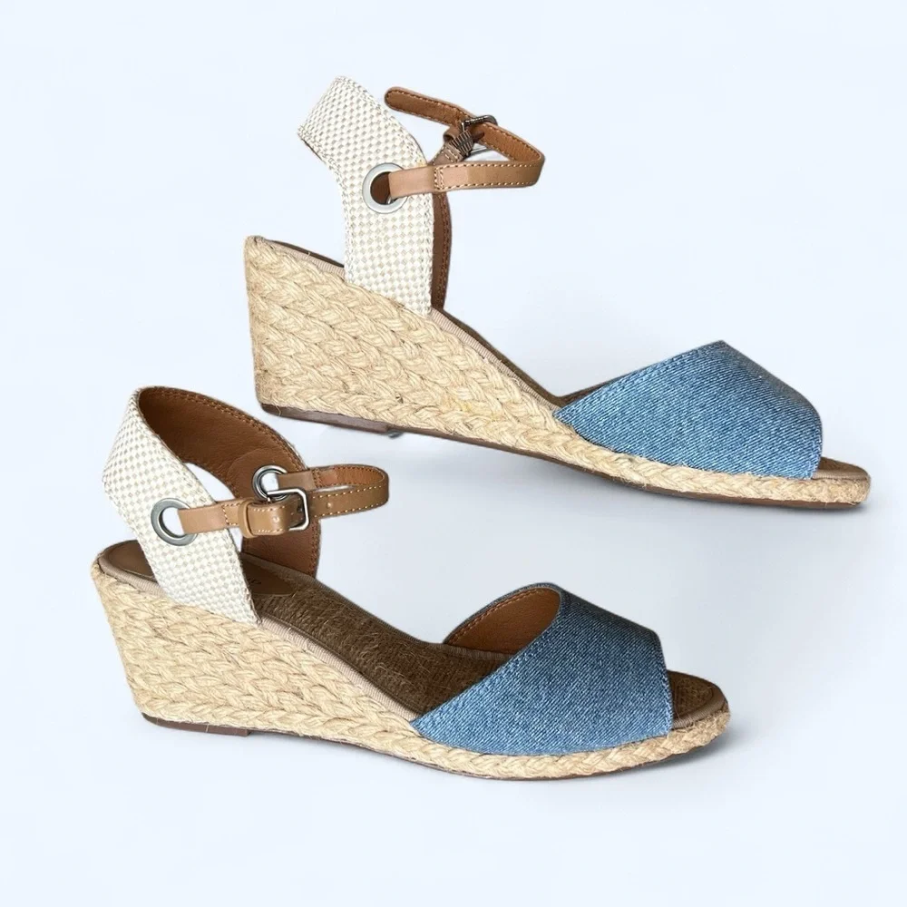 Lucky Brand wedge denim ankle strap sandal